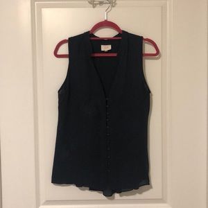 PARKER Medium, Navy Blue, 100% Silk, Beaded Blouse